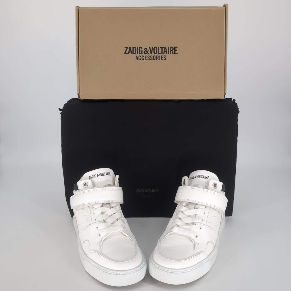 Zadig & Voltaire Mid Smooth Calfskin Sneakers Blanc /White -Size US 9 EU 40 -NIB